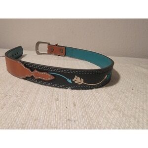 CatchFly Studio Tooled Leather Belt Arrow Embroidery Girl Size Small Western